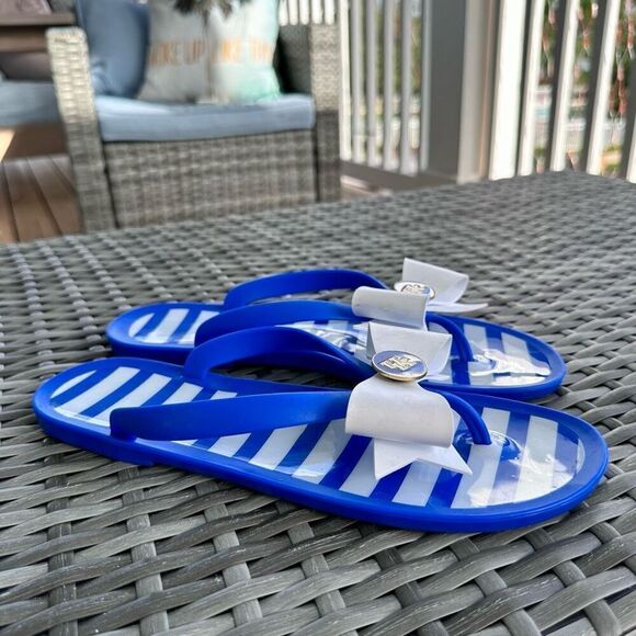 University of Kentucky Wildcats Flip Flops Women 10 Blue White Preppy Bow Big Bl - Picture 2 of 7